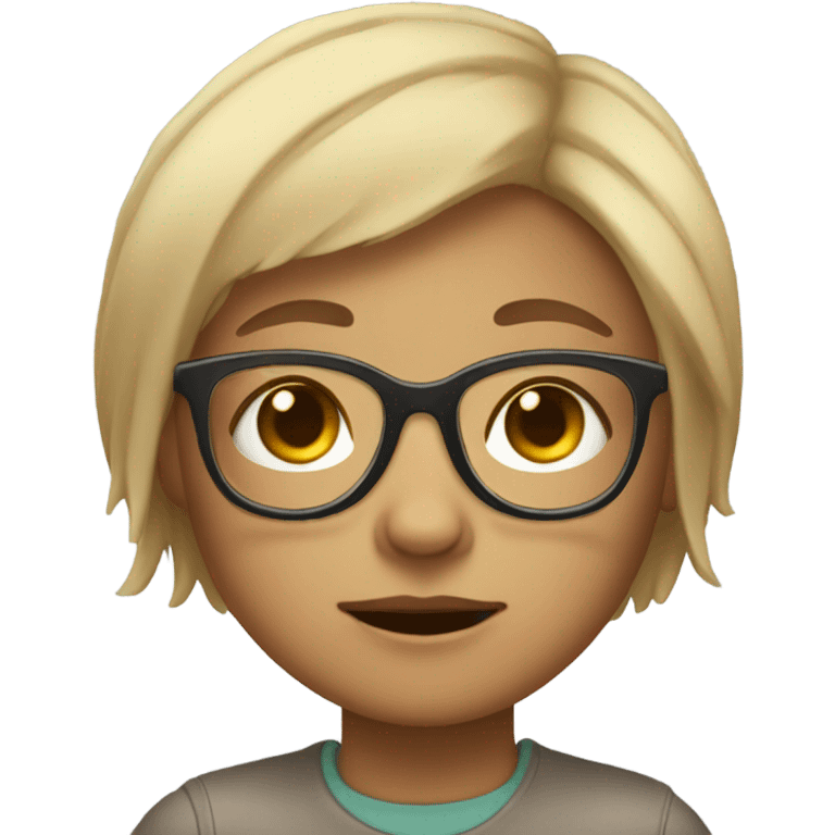 girl crying with short hair and glasses emoji