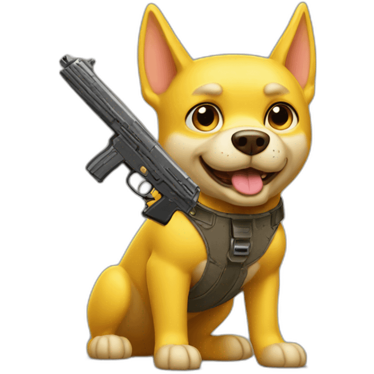 Yellow superdog with gun emoji