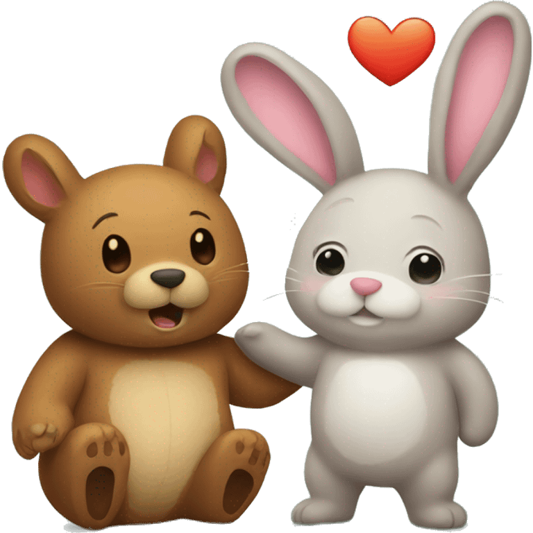 Bunny and bear love emoji