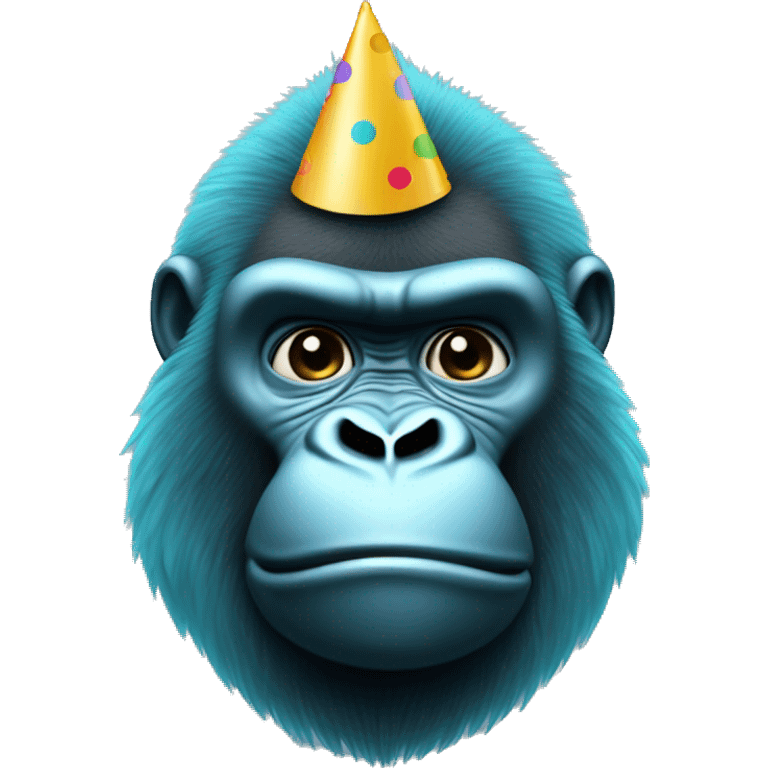 iPhone gorilla that’s cyan with a party hat emoji iPhone type emoji