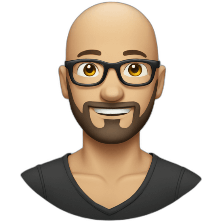 bald beard man with tattoo in glasses emoji