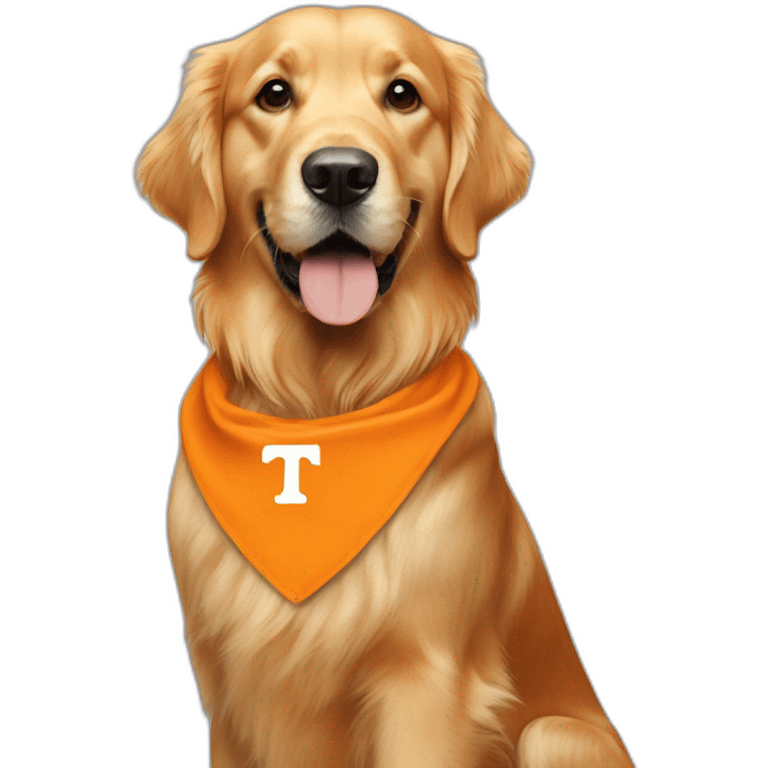 golden retriever wearing university Tennessee orange emoji