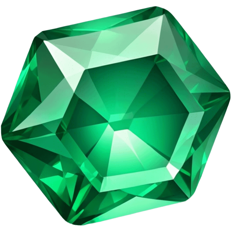 Cinematic Realistic Emerald Emoji, Deep and lush, with a vibrant green hue that catches light, creating a brilliant, sparkling effect across its polished surface. The facets of the gem catch the light in rich, deep reflections, radiating a sense of luxury and nature. Soft glowing outline, capturing the essence of natural beauty and timeless elegance in a vivid emerald. emoji