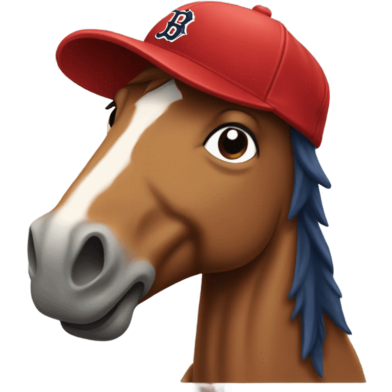 Horse with red sox baseball cap on emoji