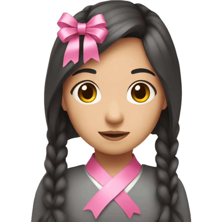 Asian girl with pink ribbons  emoji