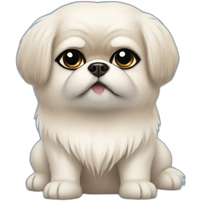 White Pekingese artist emoji