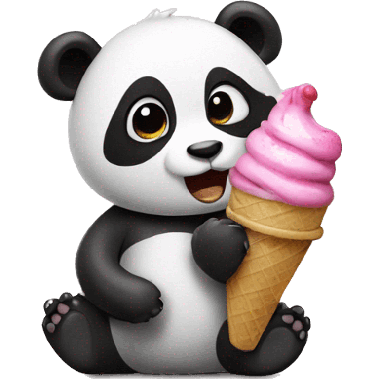 Panda eating ice cream emoji