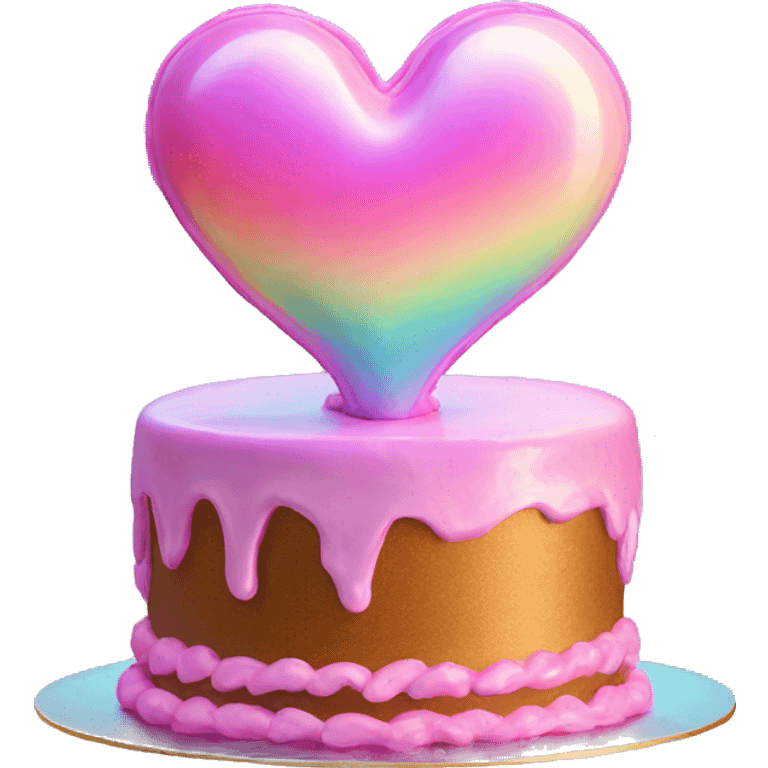 Iridescent heart shaped cake emoji