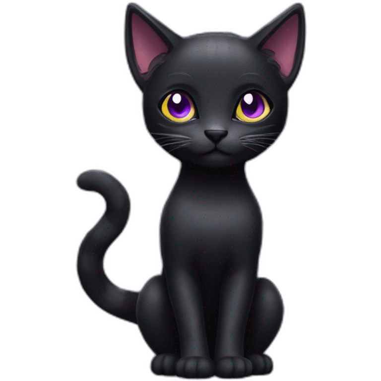 scaly black cat purple eyes tail emoji