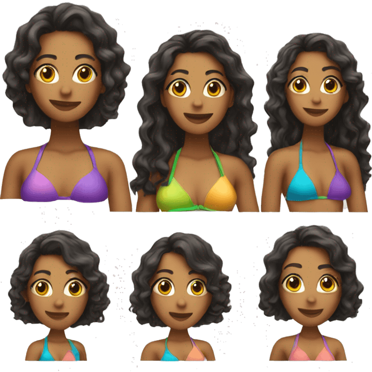 An attractive woman Latina colored with long hair and wearing a swimming bikini  emoji