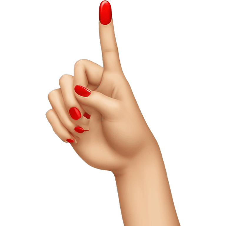 woman hand pointing with index finger, red nail varnish.  emoji