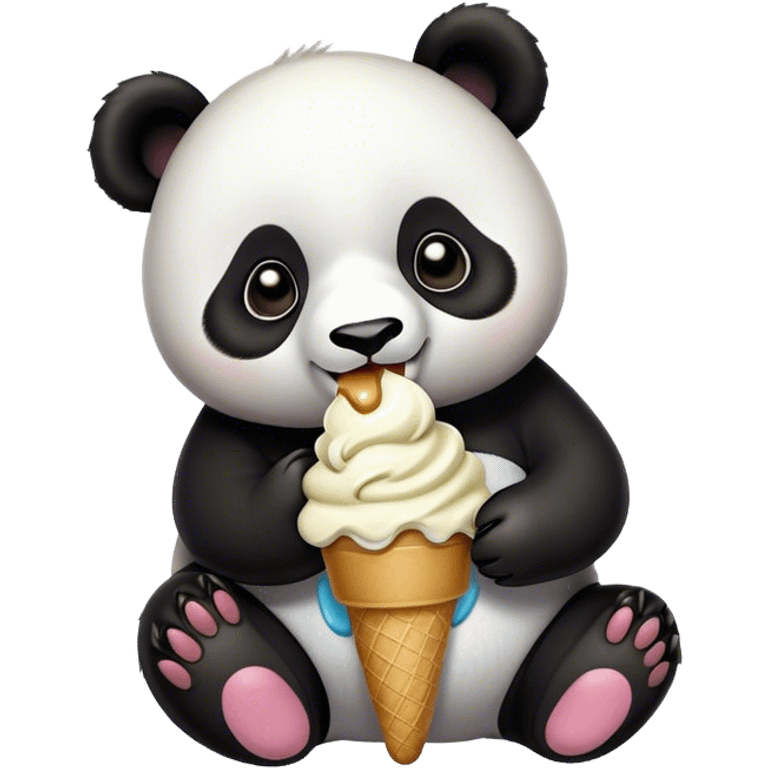 Panda eating ice cream emoji