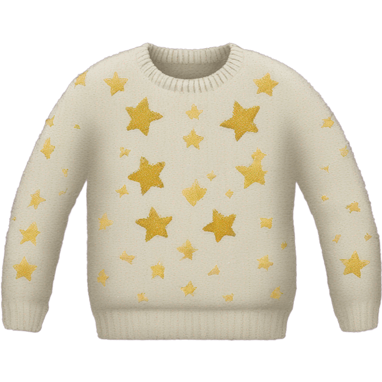 Knit sweater with star glitter patterned emoji