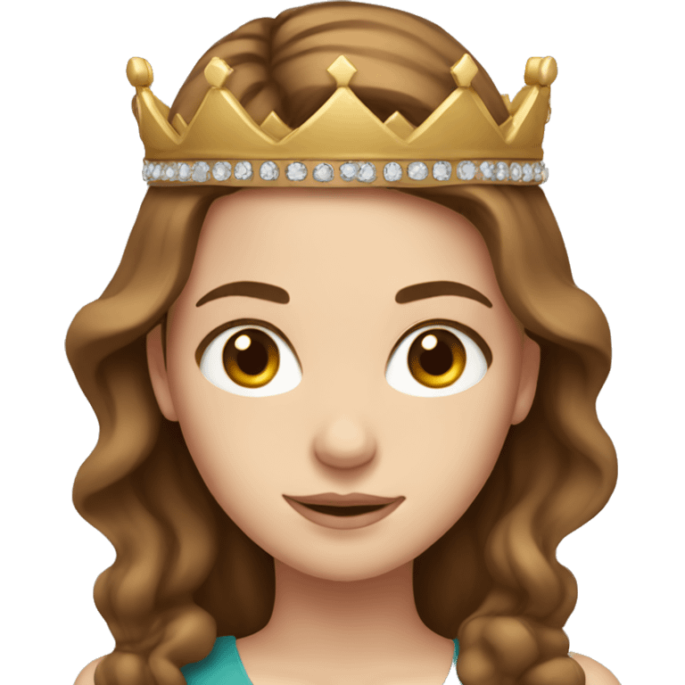 White girl with brown hair wearing a crown  emoji