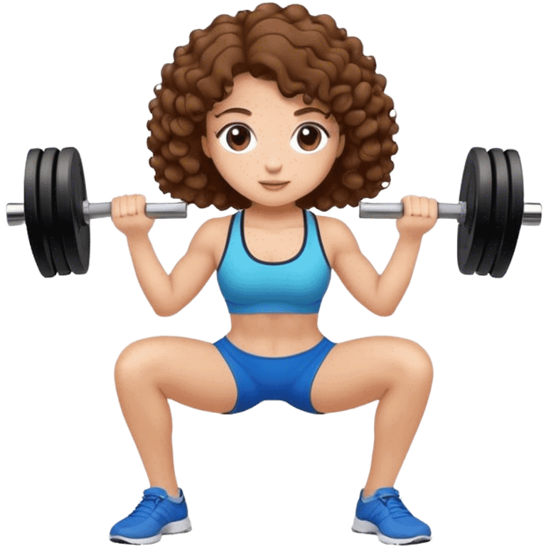 “Curly brown-haired girl working out with weights” emoji