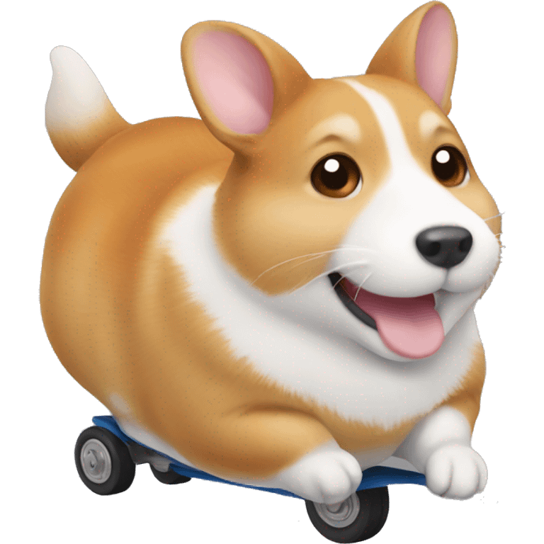 A hamster riding a corgi  emoji