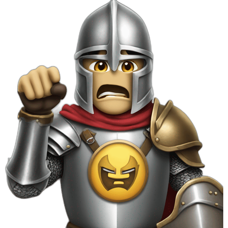 Angry knight pointing at the viewer saying "bonne visite" emoji