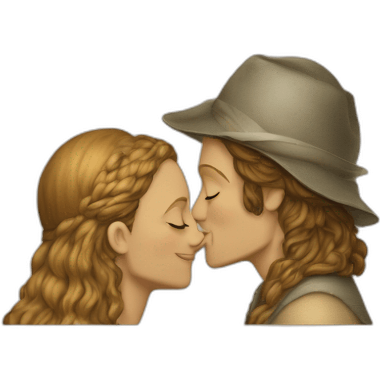 léonard de vinci kissing joconde  emoji