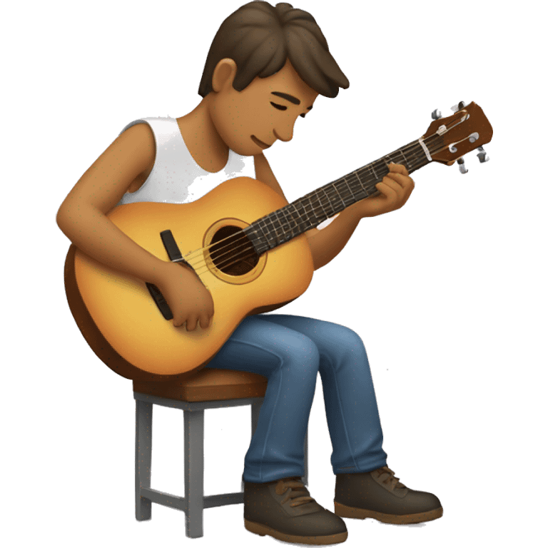 Un muchacho triste con una guitarra en su espalda  emoji