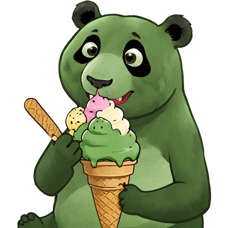 Panda eating ice cream emoji