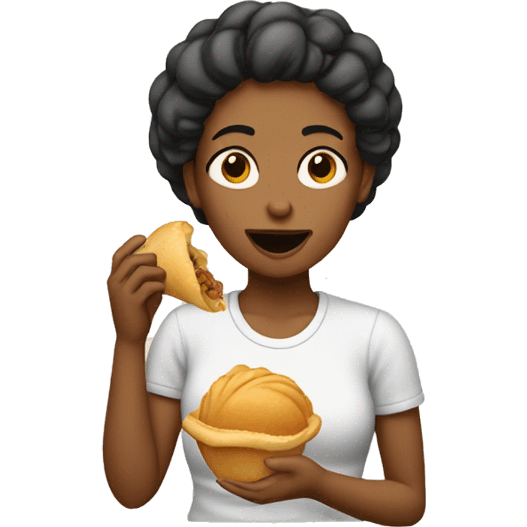 A female eating a concha  emoji