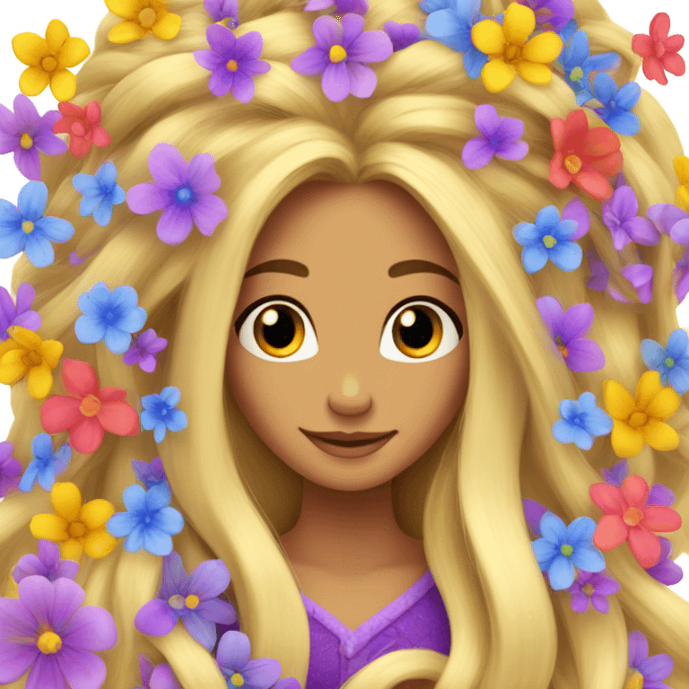 Rapunzel tangled flowers in hair emoji