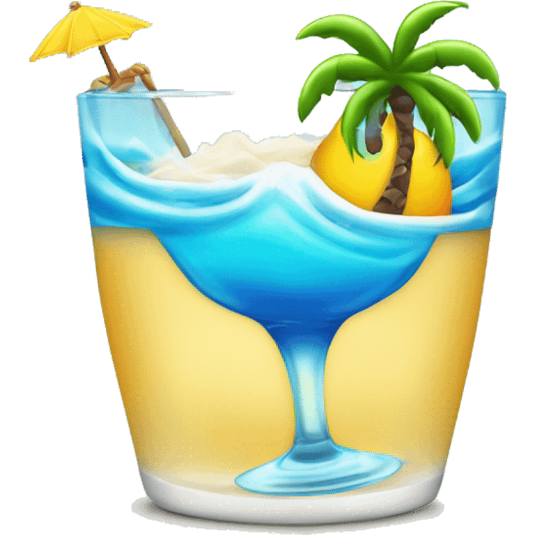 Ocean wave with palm tree and tropical drink  emoji