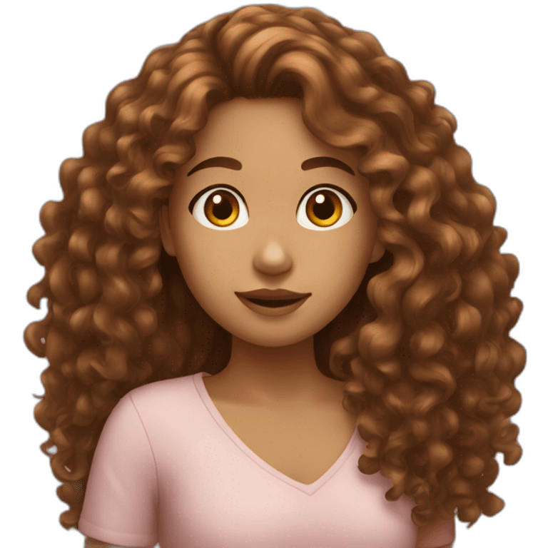 A girl with long brown curly hair emoji