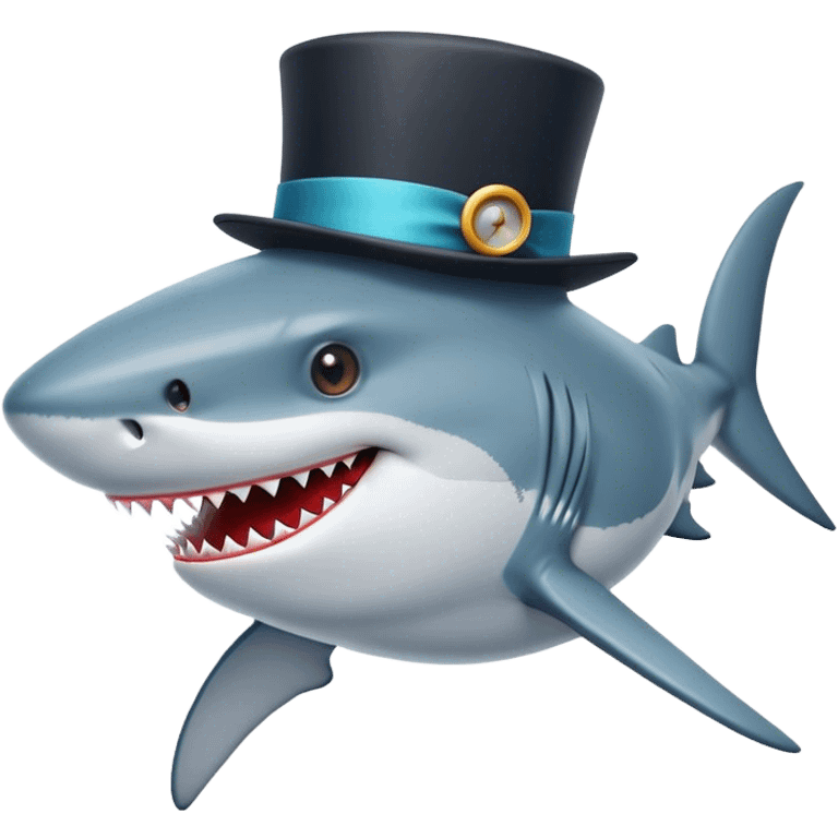 Shark with a top hat emoji