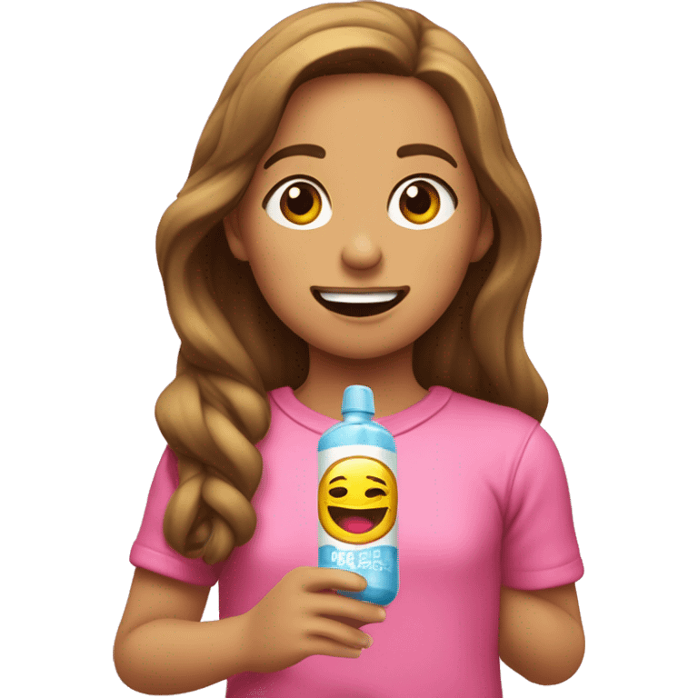 Niña pelinegra masticando chicle  emoji