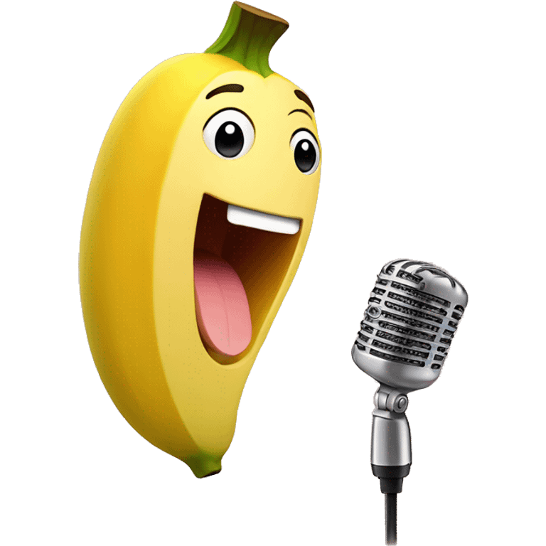 Banana singing into a peach microphone  emoji