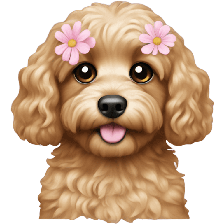  Cavapoo with light pink flower  emoji