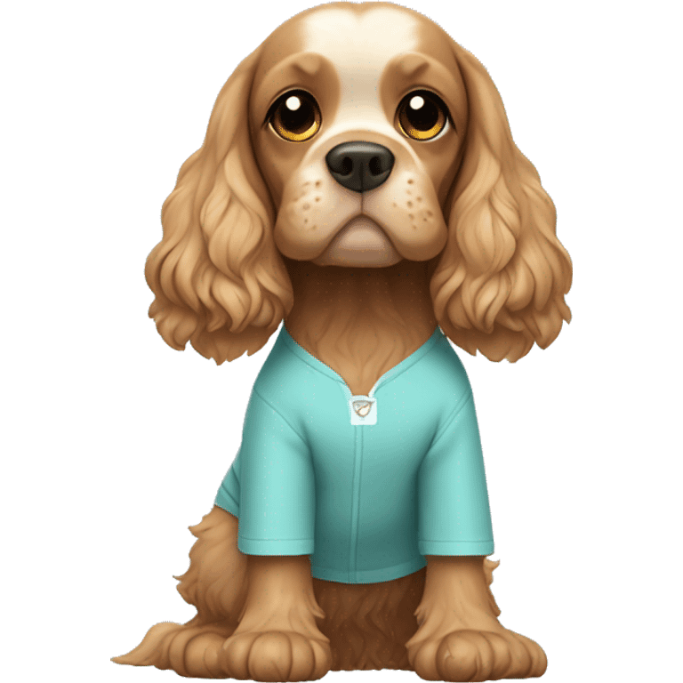 cocker spaniel wearing a yoga outfit emoji