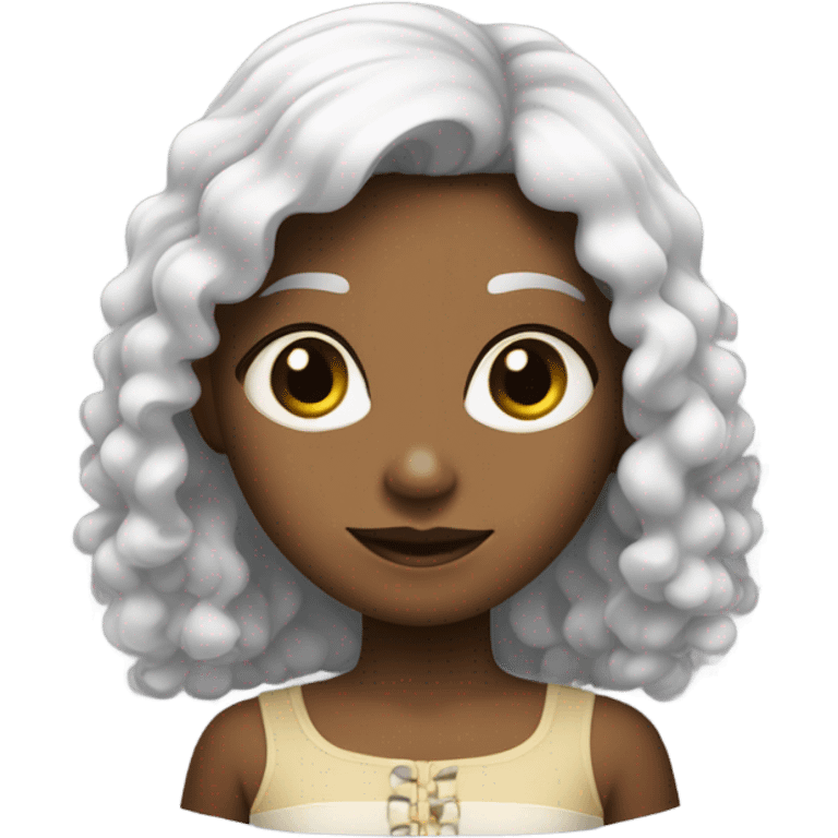 Uma menina de cabelo preto e franja emoji