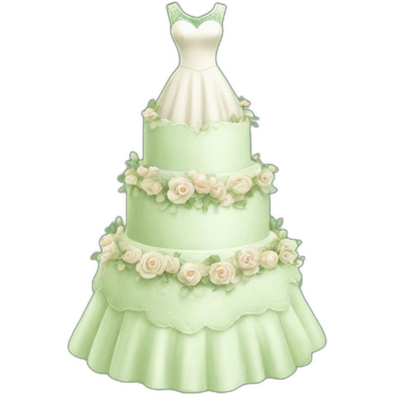 wedding cake on the green wedding dress emoji