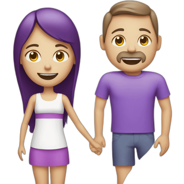 a white family with a kid, vacation purple icon emoji