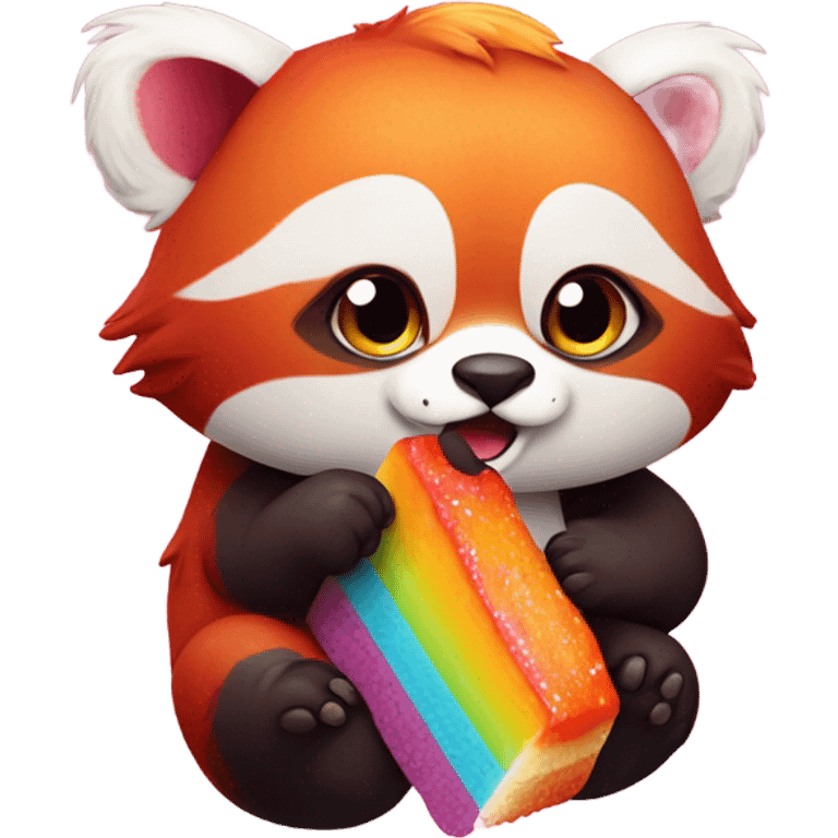 Red panda eating rainbow adorable emoji