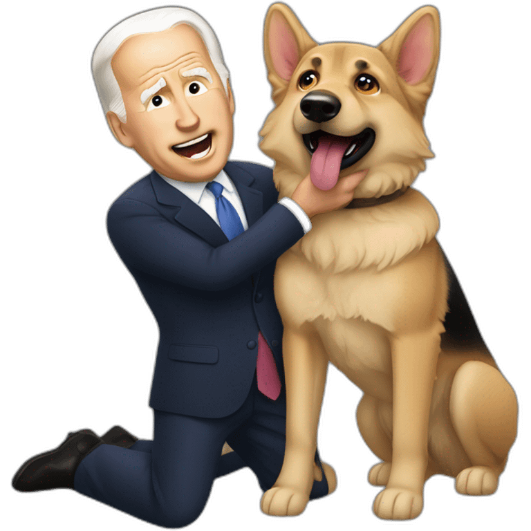 Joe biden being bit by german sheppard emoji