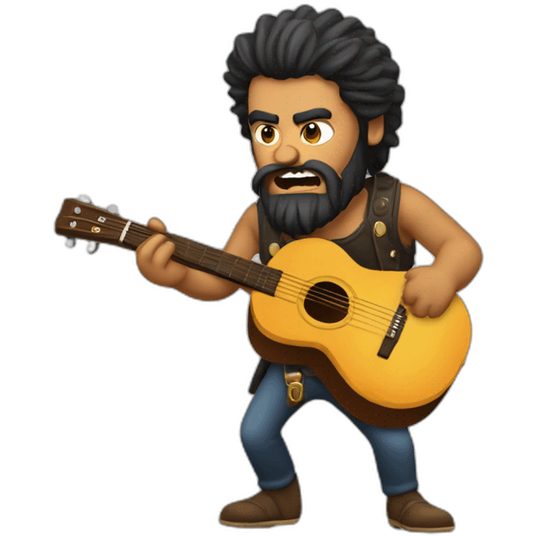 angry Gipsy guy with beard playing guitar emoji