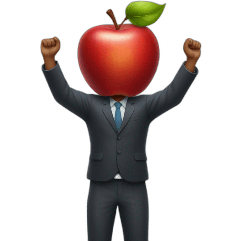 red apple raising arms emoji