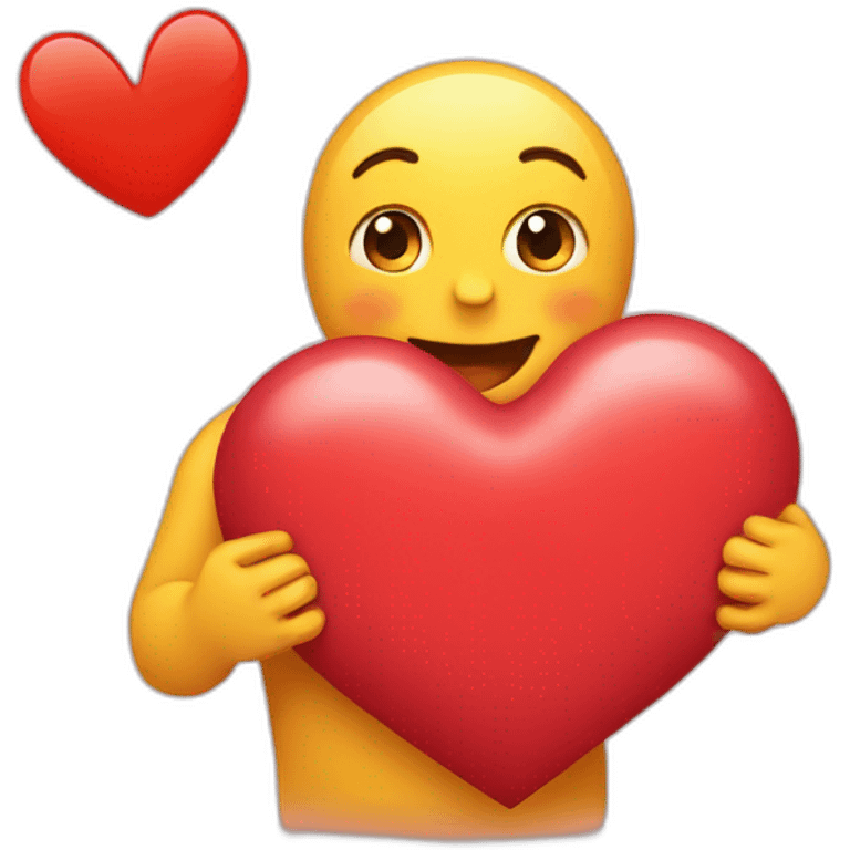 Emoji hugging a big heart emoji