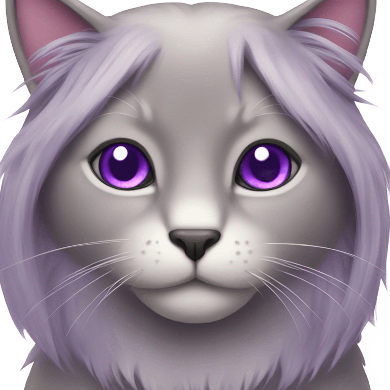 Purple long hair cat emoji