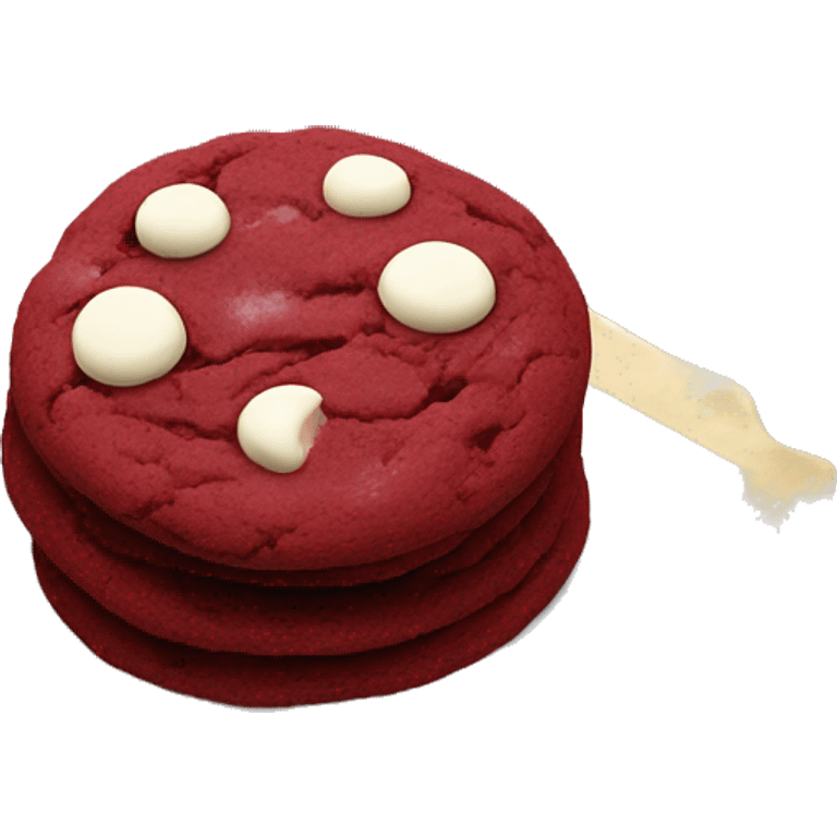 one red velvet cookie with white chocolate chips emoji