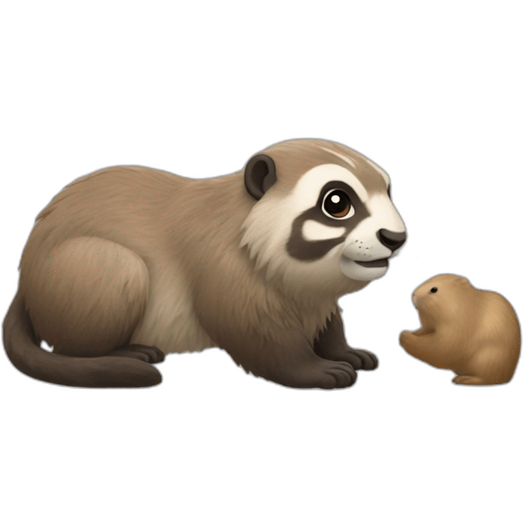 Louttre qui fait un câlin au une marmotte emoji