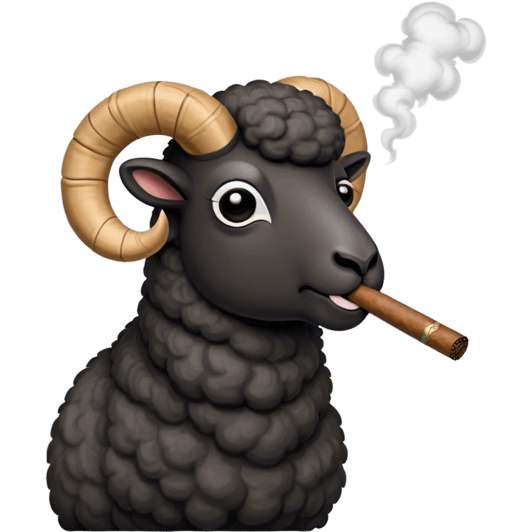 Black ram sheep smoking cigar emoji