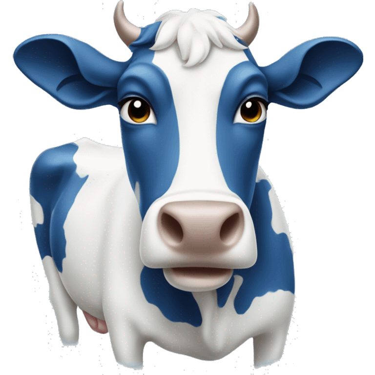 Blue and white cow emoji