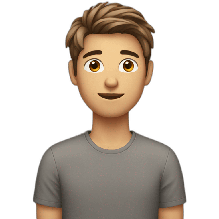 20 years old man with modern short brown hairstyle emoji