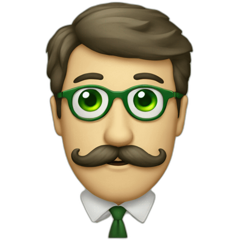 Hombre ojos verdes gafas bigote emoji