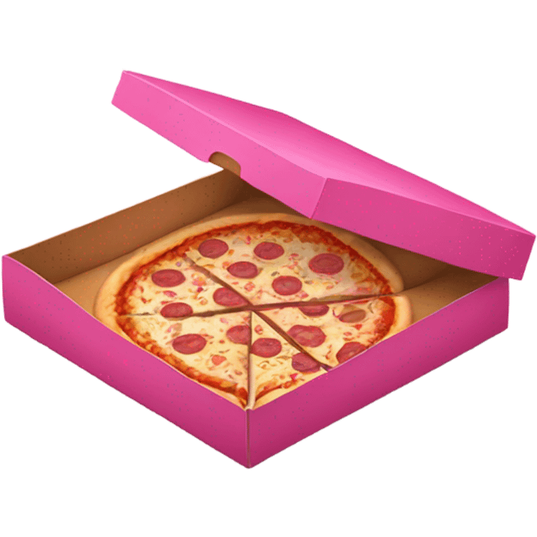 Realistic Pink empty open pizza box isolated.  emoji