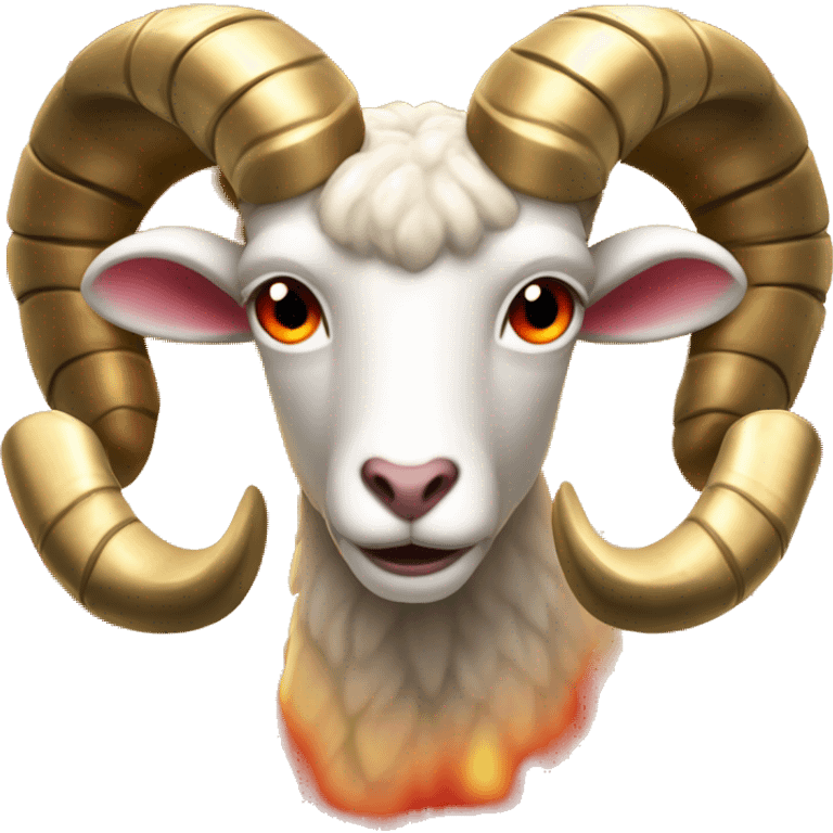 Realistic fire red ram fire flaming red hot fire fur gold horns Aries flames coming off and behind emoji